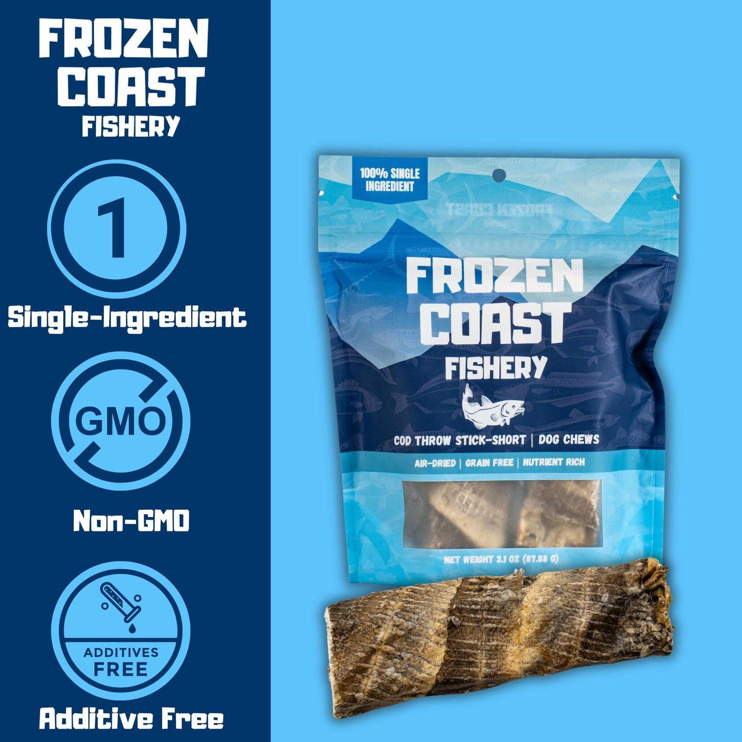Cod Throw Stick Short-Dog Chews
